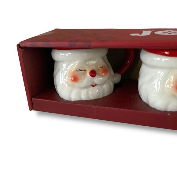 Santa Christmas Mugs Winking Santa Espresso Set of 4 Cute New Hand painted 3oz - Picture 2 of 8